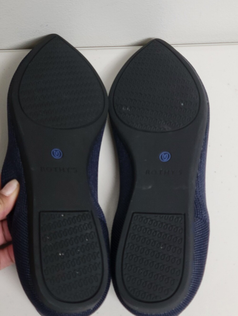 Rothy's The Point Navy Blue Knit Pointed Toe Flats Size 9. - Picture 9 of 12